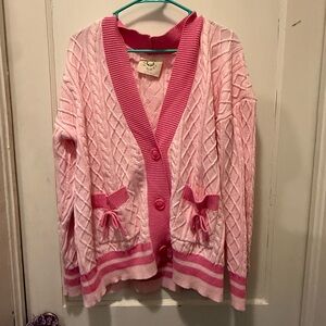 Fantastic Fawn Pink Cable Knit Cardigan